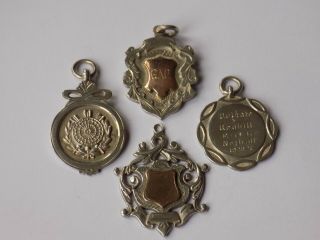 4 Large X Antique Silver & Gold Albert/ Pocket Watch Chain Fobs