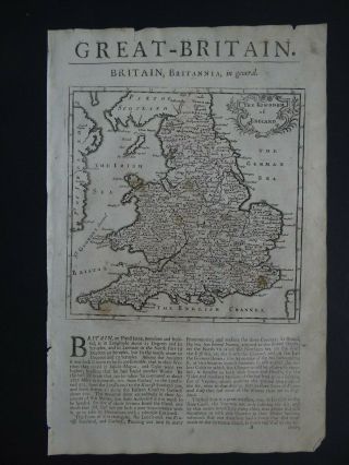 1722 Herman Moll Atlas Map Kingdom Of England - Great Britain - Wales