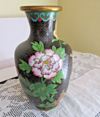 Vintage Chinese Cloisonné Vase With Tags 6 - 1/2 " Talll