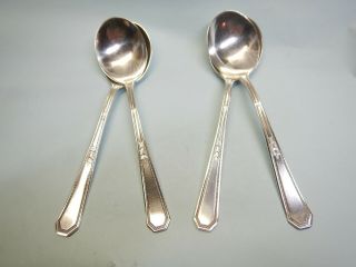 4 Mayfair Round Bowl Soup Spoons - Classic Elegant 1923 Rogers - Table Ready