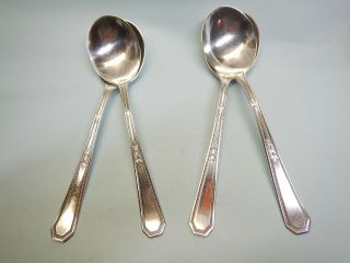 4 MAYFAIR ROUND BOWL SOUP SPOONS - CLASSIC ELEGANT 1923 ROGERS - TABLE READY 2