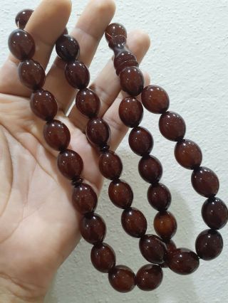 Rare Brouwn Faturan Rosary Islamic Tasbeh Prayer Beads Bakelite Amber Masbaha 33