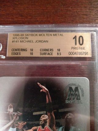 1998 - 99 Skybox Molten Metal Xplosion 141 Michael Jordan Bgs 10 Pristine Rare