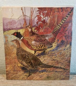 1917 Lynn Bogue Hunt Ring Necked Pheasant Wood Puzzle Rare