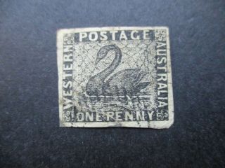 Western Australia Stamps: 1d Black Swan On Piece Rare (g355)