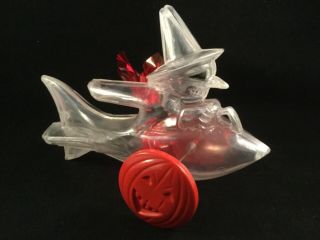 Rare Large Clear Kokomold Witch On A Rocket - Red Pumpkin Wheels