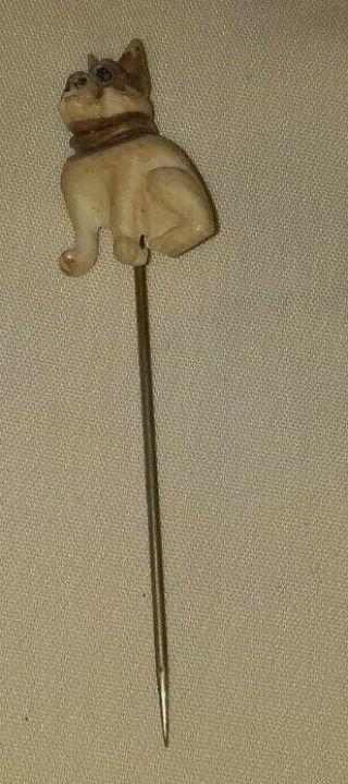Vintage Carved Plastic Bulldog Bull Dog Stick Pin Exc.  Rare $8.  99