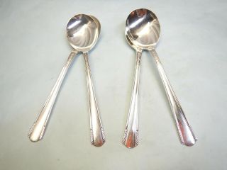 4 Chatham Round Bowl Soup Spoons - Classic 1935 Rogers Fine