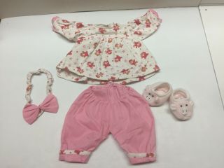 Vintage Pink Cotton Doll Dress Complete Outfit For 18 " To 20 " Tall Doll