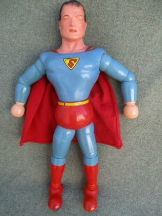 Old Vintage 1940 Ideal Superman Composition Wood Jointed Doll Toy Near C - 9