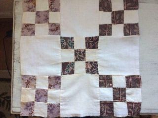 Back In Time Textiles Antique 1830 - 60 " 9 Patch " Quilt Block Teal Fugitive