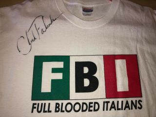 Rare Vintage Fbi Full Blooded Italians Chuck Palumbo Signed Shirt Ecw Wwf