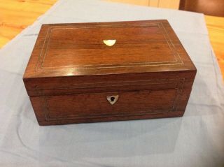 Antique Victorian Rosewood And Mother Of Pearl Sewing/jewellery Box