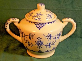 Antique Blue Viking Sugar Dish Blue And White Flower Pattern