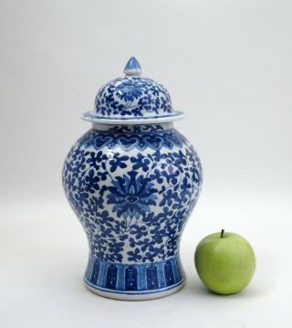 Fine Antique Chinese 19th Century Blue & White Porcelain Vase And Cover