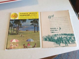 Jack Nicklaus 1961 Us Amateur Golf Program Pebble Beach With Pairing Sheet.  Rare