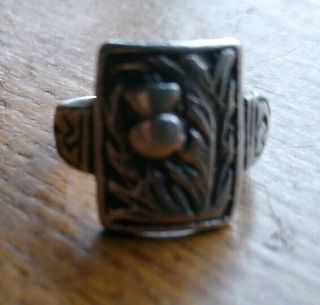 Antique Arts & Crafts Silver Scottish Thistle Ring Size K