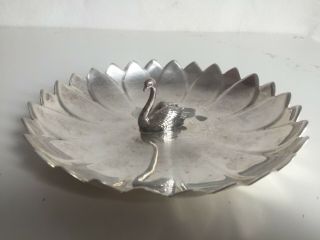 Reed And Barton Silver Plate Trinket Dish With Swan