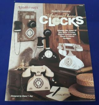 The Needlecraft Shop 933350 Antique Phone Clocks Plastic Canvas Booklet