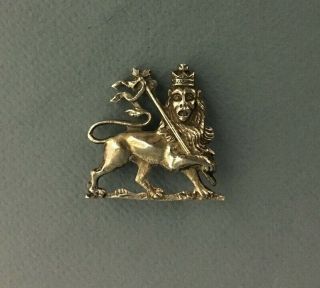 Antique Solid Silver Lion Of Judah Brooch Badge Jewish Rastafarian Ethiopian