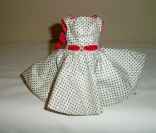 Vintage 1950s Madame Alexander Cissette Polka Dot Dress,  Red Trim With Tag