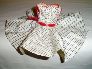 Vintage 1950s Madame Alexander Cissette polka dot dress,  red trim with tag 3