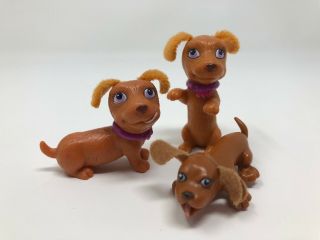 Vintage Mattel Barbie Doll Pets Dogs Daschaund - Wiener Dog - Brown X3