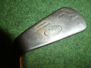 A Left Hand Vintage Hickory 3 Iron Sw C1 R Kemp Barnsley Old Golf Antique
