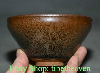 5 " Rare Old China Jizhou Kiln Black Porcelain Dynasty Palace Vessel Small Bowl