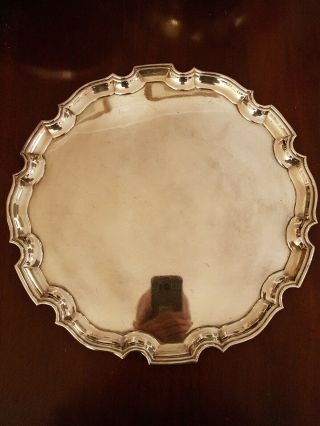 Good Large Antique Silver Plated Gadrooned Edge Tray By Pinder Bros