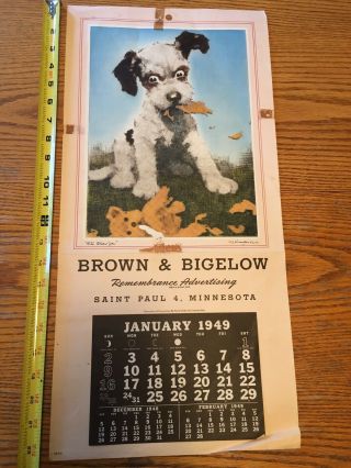 Brown Bigelow 1949 Calendar Art Salesmans Sample I’ll Show You Dogs 