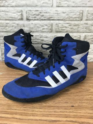 Rare Vintage 90s Adidas Nitro Wrestling Shoes Blue Black White Sz 10.  5