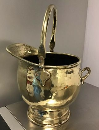 Small Vintage Brass English Swing Handle Coal Bucket Scuttle For Hearth 566g