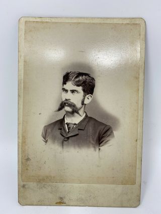 Antique Cabinet Card Photo Of Man With Large Mustache Whitesig Photog Nashville