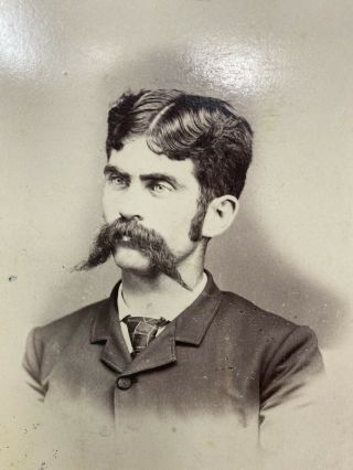 Antique Cabinet Card Photo of Man With Large Mustache Whitesig Photog Nashville 2