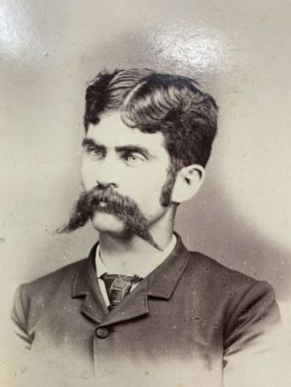 Antique Cabinet Card Photo of Man With Large Mustache Whitesig Photog Nashville 3