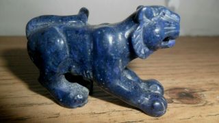 Antique Vintage Chinese Hand Carved Lapis Lazuli Hand Carved Figure Of Tiger