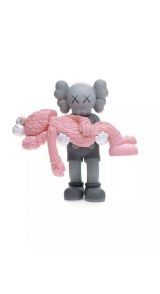 Kaws Gone Companion Bff Vinyl Figure Pink Grey 100 Authentic - Ready To Ship