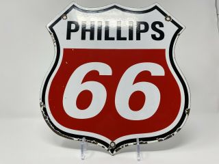 Vintage Phillips 66 Porcelain Advertising Single Sided Gas Station Sign Rare Oil