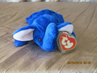 Ty Beanie Baby Peanut Royal Blue Elephant Rare 1st Generation 1993 W/tags