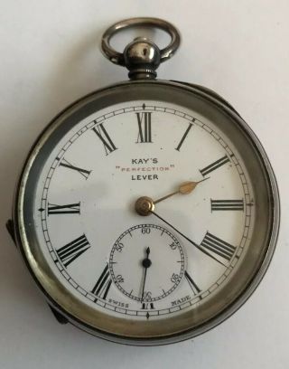 Vintage Solid Silver Kays Perfection Lever Pocket Watch