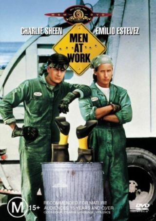 Men At Work Charlie Sheen Emilio Estevez Rare Dvd Post