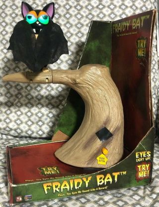 Rare Gemmy Fraidy Bat Animated Halloween Prop Plays " You Spin Me Right Round”