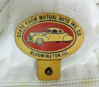 Vintage Antique License Plate Topper State Farm Auto Insurance Bloomington Il Nm