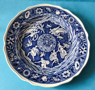 C1900’s Antique Copeland Spode Blue & White Plate - Grecian Cherubs,  Perfect 28cm