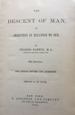 Charles Darwin The Descent Of Man - 1876 (revised Edition) Rare Early