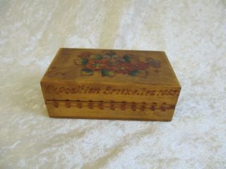 Antique Hand Crafted Carved Wooden Trinket Box - Exposition Bruxelles 1935