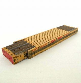 Lufkin Model X46 - 72 Inch Antique Wooden Folding Ruler W/ Brass Extension -