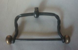 Vtg Wrought Cast Iron And Brass Toilet Paper Roll Holder