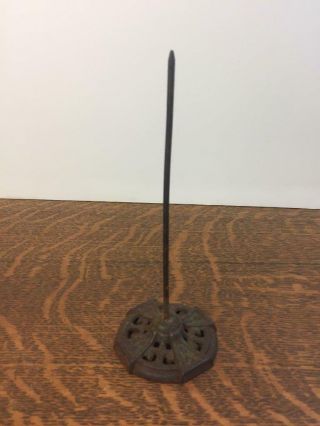 Antique Vintage Iron Receipt Spike Bill Invoice Holder Desk Office Rust Aged Old